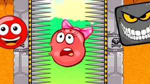 Красный шарик 4 попал в ловушку в игре Red Ball 3.