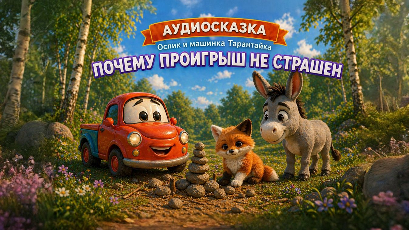 Аудиосказка: Почему проигрыш не страшен | Добрая сказка про Тарантайку, Лисёнка и Ослика