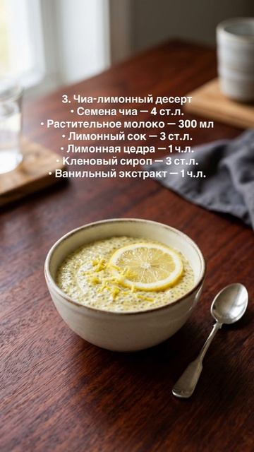 5 блюд из семян чиа: пудинг с манго, ягодный смузи, лимонный десерт, шоколадный пудинг, клубничный д