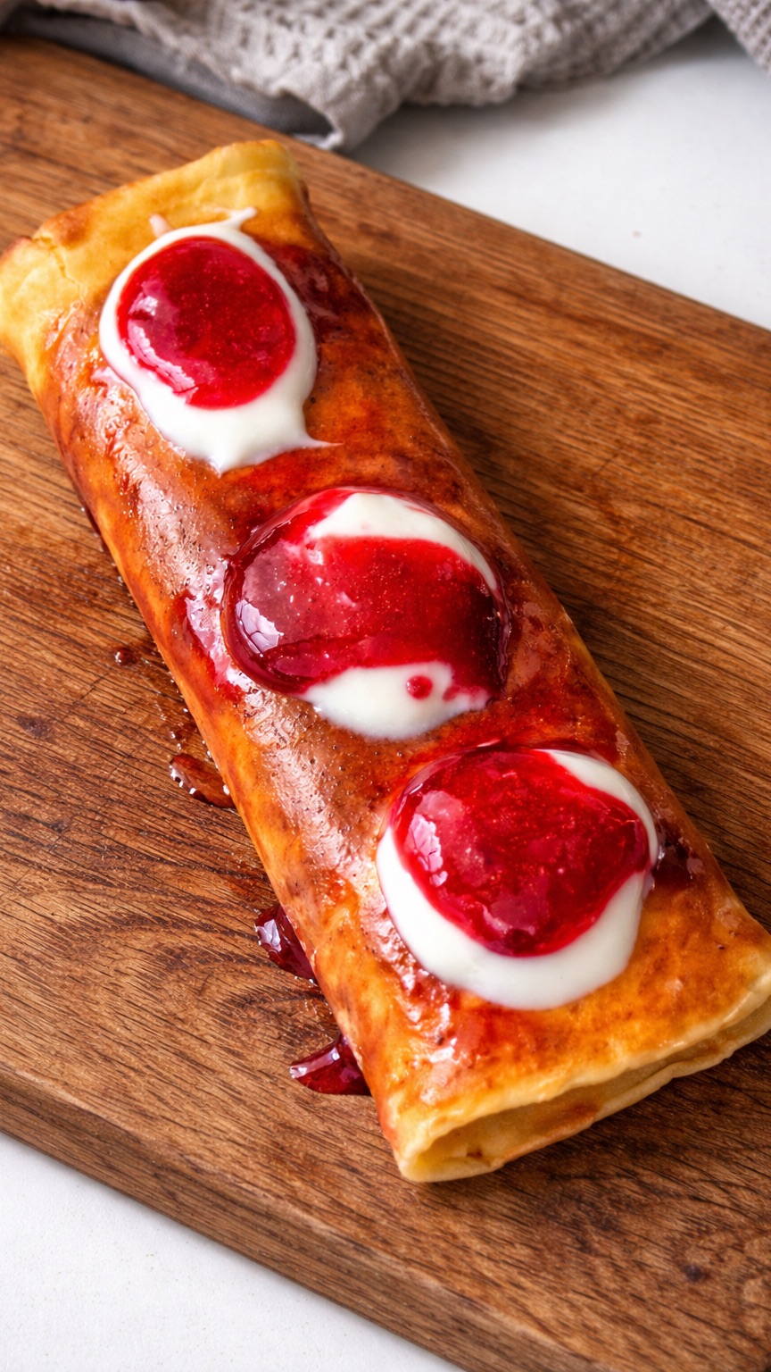 Творожный рулет с малиной😍