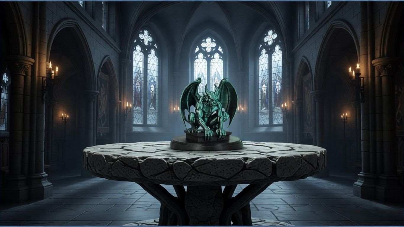 Фигурка Горгульи в Готическом Стиле с Малахитовым Оттенком | Уникальный Декор и Готический Подарок