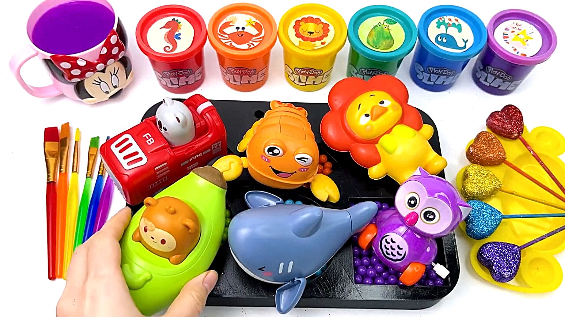 Для малышей мультики.  Смешные игрушки. Разноцветные слаймы. Для детей мультики