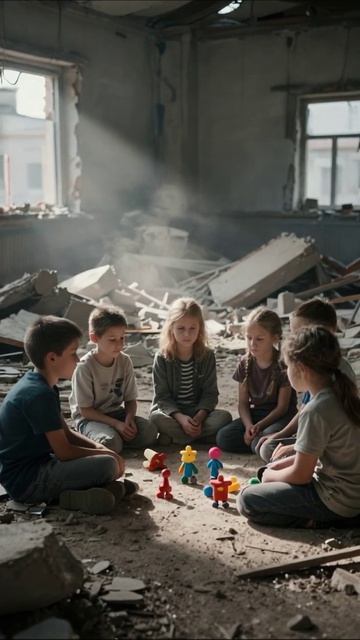 Дети среди руин: мечты в темноте #потеря #надежда #дети