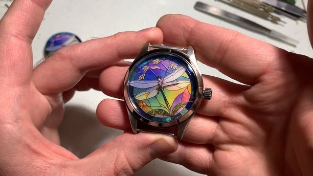 Дмитрий Бродниковский-часы Ракета-Jaquet Droz стрекоза (эмаль+сапфир)