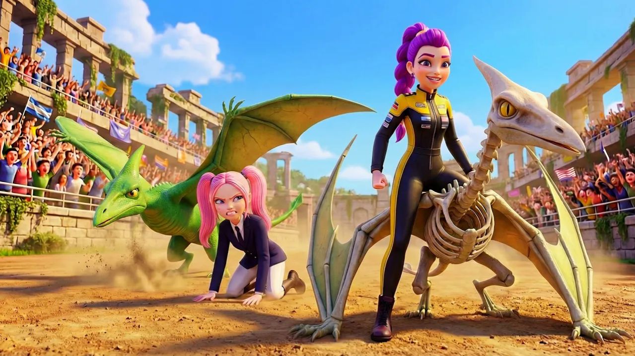 Руми сталкивается с кошмаром в гонке летающих динозавров ｜ KPOP Demon Hunters