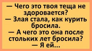 Анекдоты | Тёща злая стала, курить бросила. А чего это она？ | Анекдоты смешные | Юмор