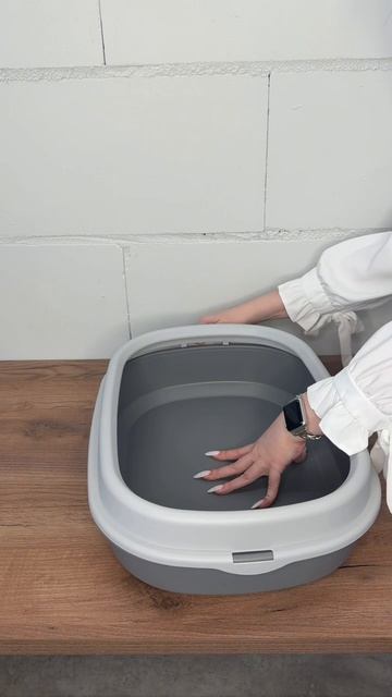 Лоток №2 для кошек с бортом и совком RICH BREED серый