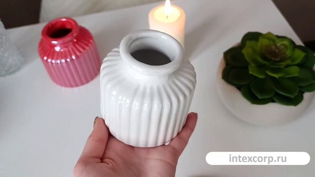 Декоративная ваза ОРЕЛИН, керамика, белая, 8 см, ALX619180