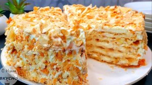 Торт Наполеон! Новый Рецепт! Крем как мороженое, хрустящие коржи! Лёгкий и очень вкусный!