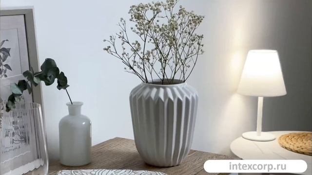 Декоративная ваза ОБЕРОН, керамика, белая, 17х15 см, AAE336230