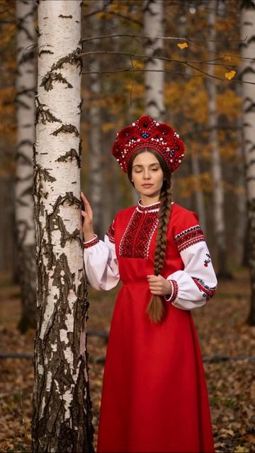 Русская красавица в лесу осенью #культура #традиции #красота