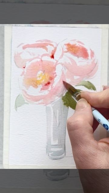 Рисую розы акварелью
