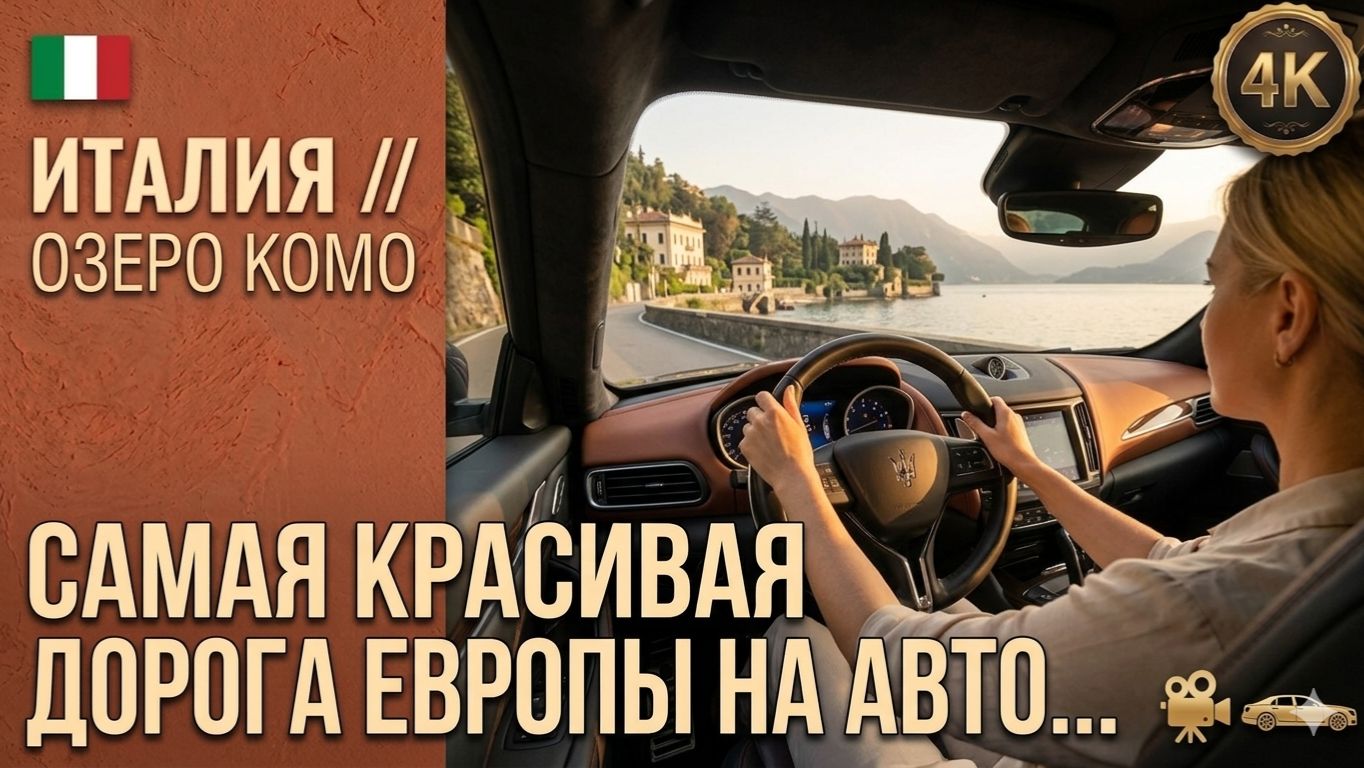 Италия // Озеро Комо // Лучший маршрут на машине. Дорога, от которой захватывает дух! 4K