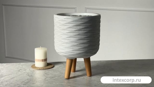 Набор кашпо ВАЛЬДО, керамика, дерево, 39 см, 2 шт., 802559