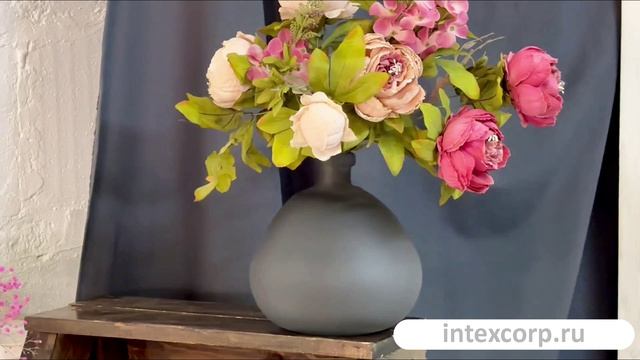 Ваза-бутыль МАТТИ округлая, стекло, матовая, серая, 23 см, 869836