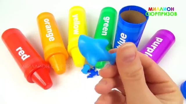 Животные для детеи Учим цвета с карандашами сюрпризами Учим названия животных д