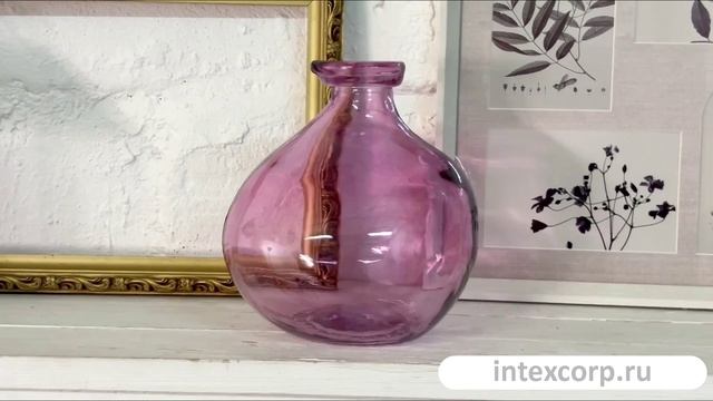 Ваза-бутыль МОДЖЕНС округлая, стекло, розовая, 18 см, 869705