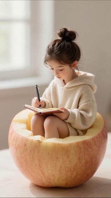 Девочка в яблоке: магия творчества #творчество #дети #фантазия