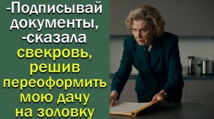 -Подписывай документы,- сказала свекровь, решив переоформить мою дачу на золовку
