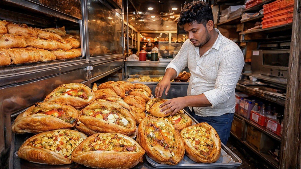 Непрерывное производство слоек – Индийская пекарня работает на полную мощность