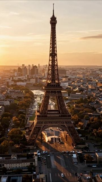 Вечерний Париж: Эйфелева башня на закате #Париж #ЭйфелеваБашня #Закат