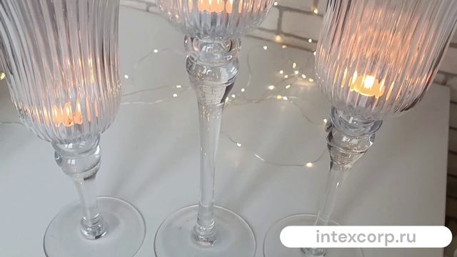 Набор подсвечников - бокалов ГОННА, стекло, прозрачный, 30-40 см, 3 шт., 2010062