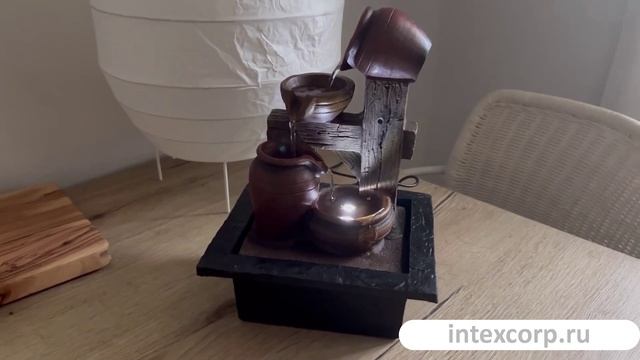 Декоративный настольный мини-фонтан ГРИНДЕЛЬВАЛЬД, полистоун, LED-подсветка, 4 чаши, 795202250-1