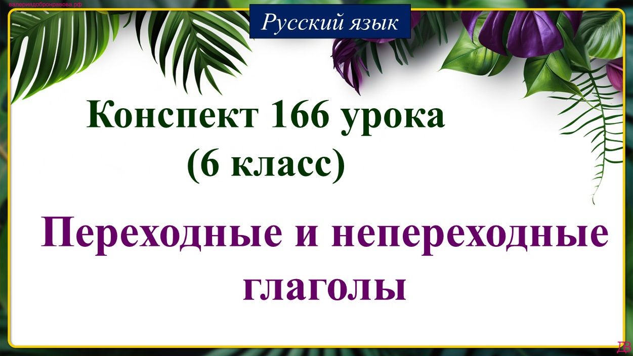 166 урок русского языка 6 класс. Переходные и непереходные глаголы
