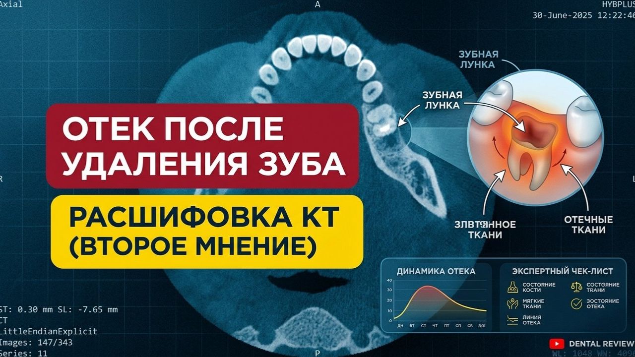 ГРАНУЛЕМА корня зуба и ОТЕК ПОСЛЕ УДАЛЕНИЯ зуба на расшифровке КТ зубов (второе мнение)