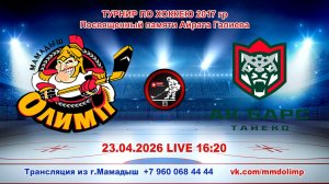 23.04.2026 ОЛИМП (Мамадыш) - АК БАРС ТАНЕКО (Нижнекамск) Турнир по хоккею 2017 г.р. LIVE 16:20