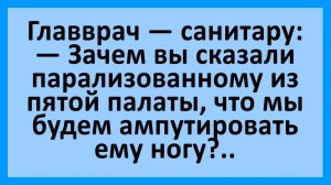 Главврач санитару: зачем вы сказали парализованному... Анекдоты смешные до слез!