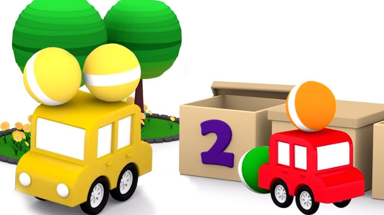 Развивающие 3D мультики. 4 машинки учимся считать