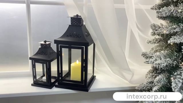 Набор подсвечников-фонарей МИЛТОН, металл, стекло, чёрный, 26 и 40 см, 2 шт., 601395-90