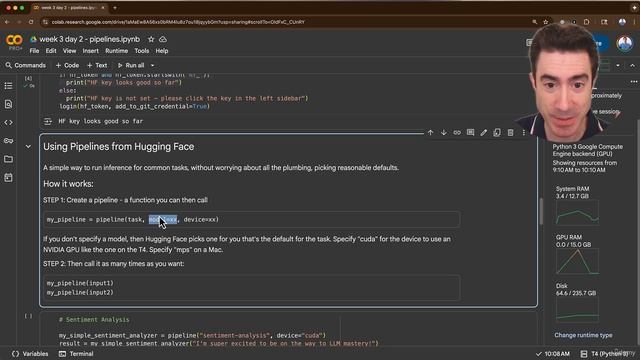 68. Day 2 - HuggingFace Pipelines API For Sentiment Analysis On Colab T4 GPU