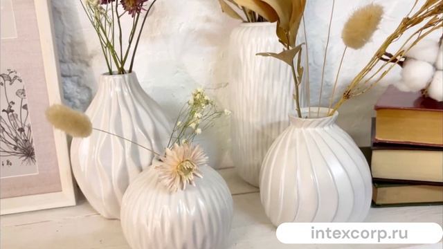 Набор фарфоровых ваз ВОСТОЧНЫЕ МОТИВЫ, белые, 10-20 см, 4 шт., 2038306-набор, 9719074, 9719075, 9719