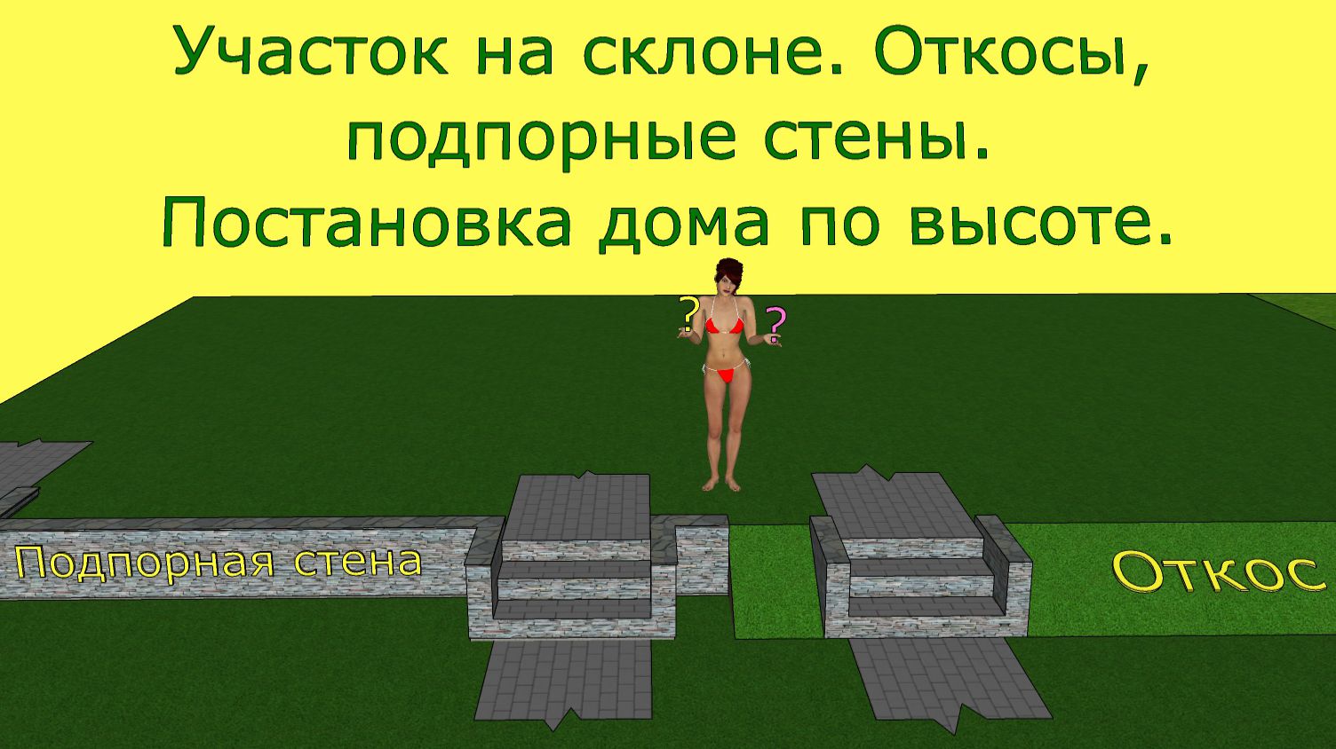 Участок на склоне. Откосы и подпорные стены. Постановка дома по высоте.