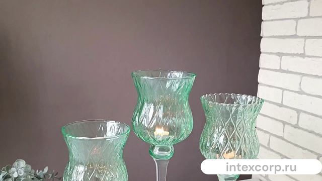 Набор подсвечников - бокалов МОРСКИЕ СИЛУЭТЫ, стекло, 30-40 см, 3 шт., 2011327