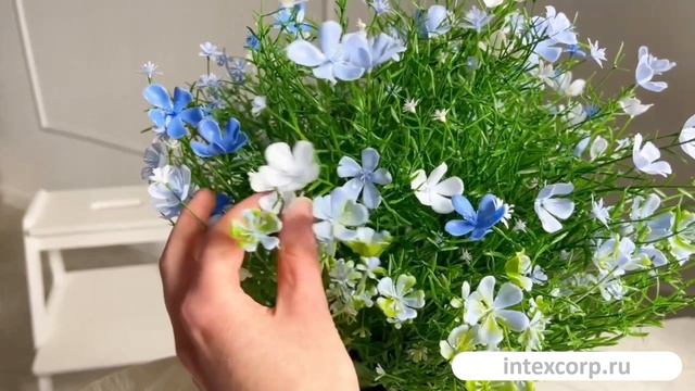 Искусственные цветы в горшке ИЮЛЬСКИЙ ПОЛДЕНЬ, голубые, 35 см, 5010049