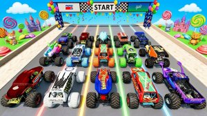 МУЛЬТИКИ ПРО МАШИНКИ 4К Эпические прыжки и столкновения на скоростном монстр-траке Beamng Drive #133