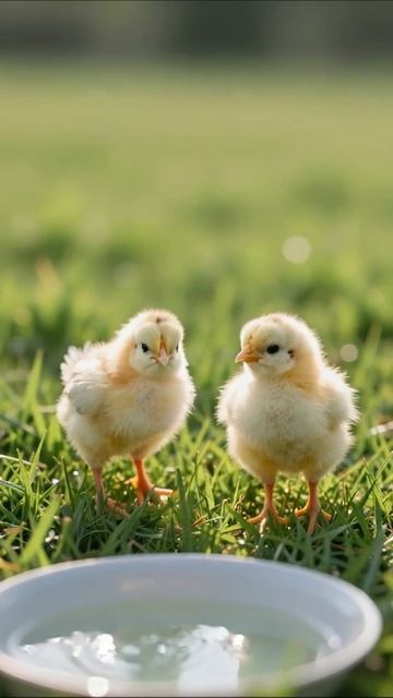 Маленькие цыплята на траве #цыплята #питомцы #животные