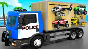 Изучайте цвета с помощью полицейской машины, вертолета, самосвала и многого другого