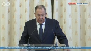 🔴 #ПрямойЭфир: Выступление С.В.Лаврова в ходе приёма по случаю православной Пасхи