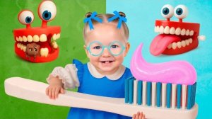 Как правильно чистить зубы? Ева и Ники учатся вместе