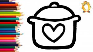 Мультик - раскраска для детей КАСТРЮЛЯ. Учимся как рисовать ПОСУДУ вместе с детьми // ОБУЧАШКА ТВ