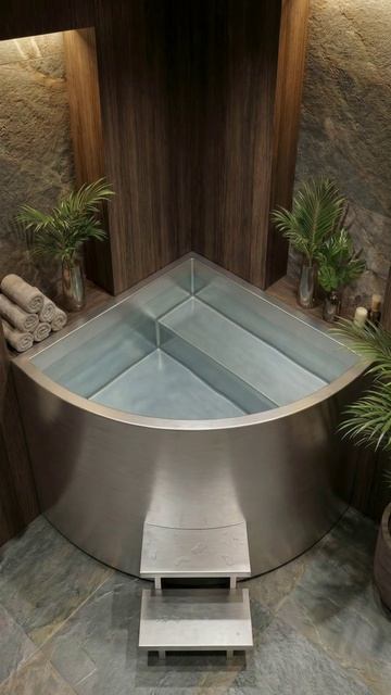  Новинка 2026 года  угловая купель из цельного металла! купель дизайнинтерьера проект