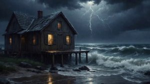 Дождливая ночь на берегу моря в хижине. Звуки дождя и прибоя для быстрого засыпания и крепкого сна