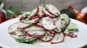 Весенний салат из редиски и огурцов! Готовим постоянно 😍