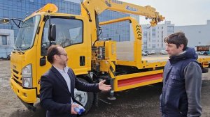 Видеоотзыв и выдача ISUZU эвакуатор с КМУ бортами и корзиной  2026 Фаст Трак  для Федора в СПБ 2026
