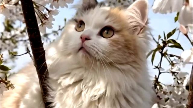 Заставка для видео КОТ В ЦВЕТУЩЕМ САДУ № 541