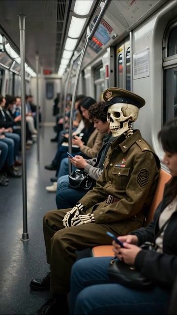 Смерть в толпе: одинокий скелет в метро #пессимизм #одиночество #жизнь